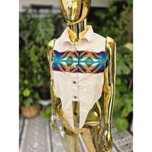 Brooks Dunn  Panhandle Slim Western Crop Top Tie Vest Aztec Southwest Cowgirl S